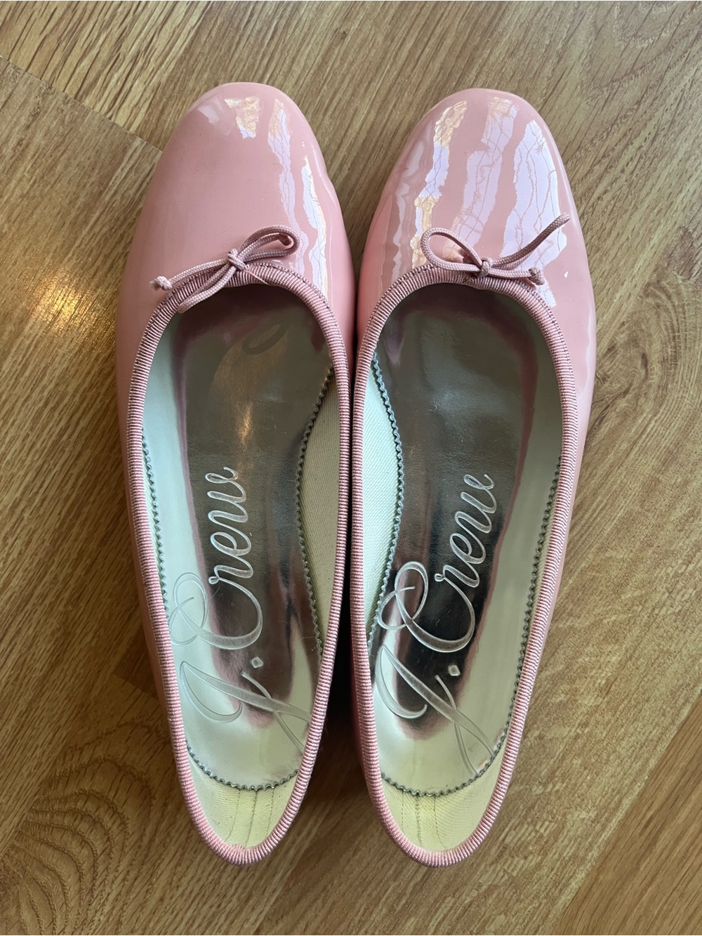 J Crew patent pink ballet flats size 8